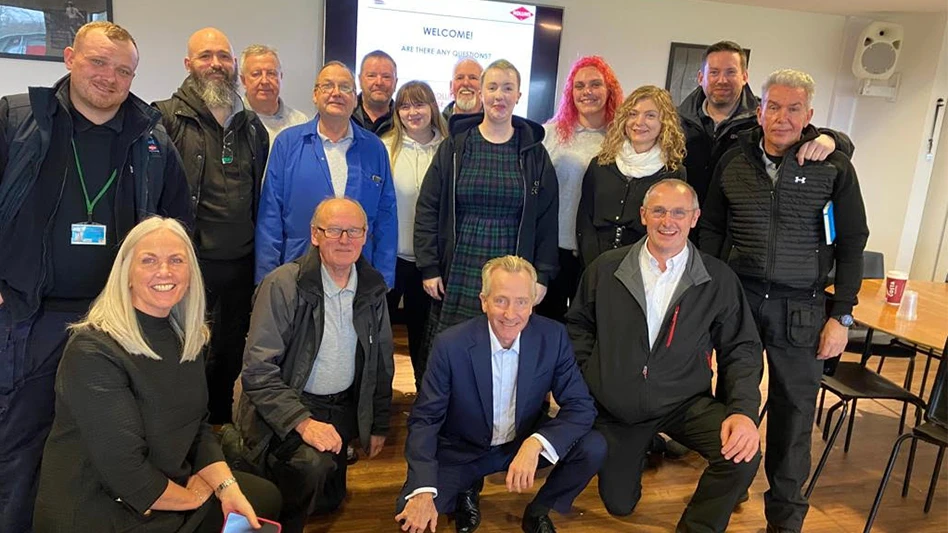 Caspar Appeldoorn (kneeling centre), MD of Rollins International EMEA with Steve Ivell of Pestproof (to his left) and Pennie Gadd MD UK (bottom right) accompanied by part of the Pestproof team.